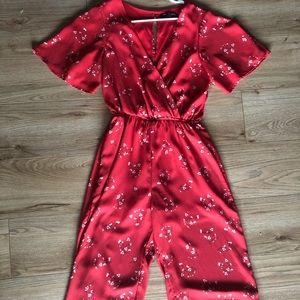 Red floral jumpsuit